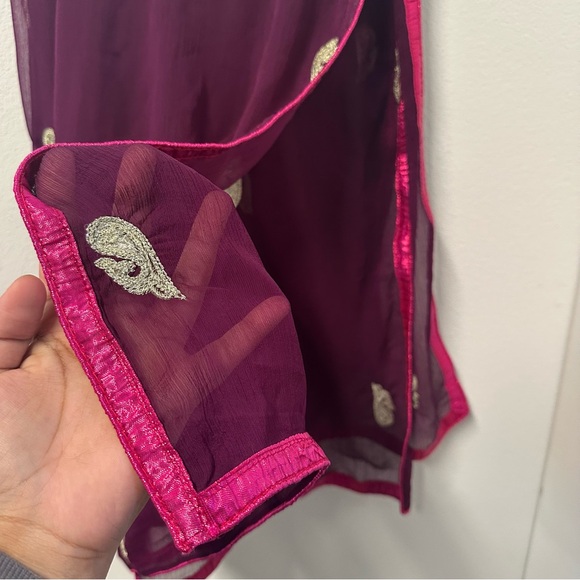 Pink and purple fully embroidered two piece salwar kameez set - Picture 11 of 11